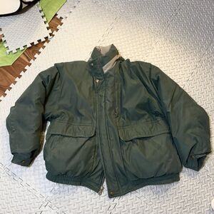 80s 90s Vintage Stratojac Down Puffer Jacket XL Green Bomber Full Zip